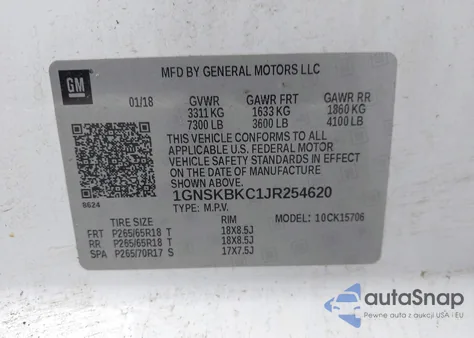 2018 Chevrolet Tahoe K1500 Lt from USA, damaged, VIN 1GNSKBKC1JR254620